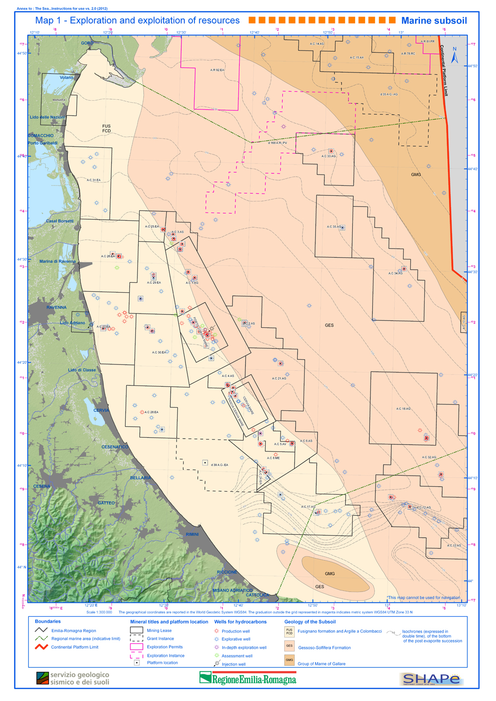 Map 1 –Exploration and exploitation of the resources – Marine subsoil