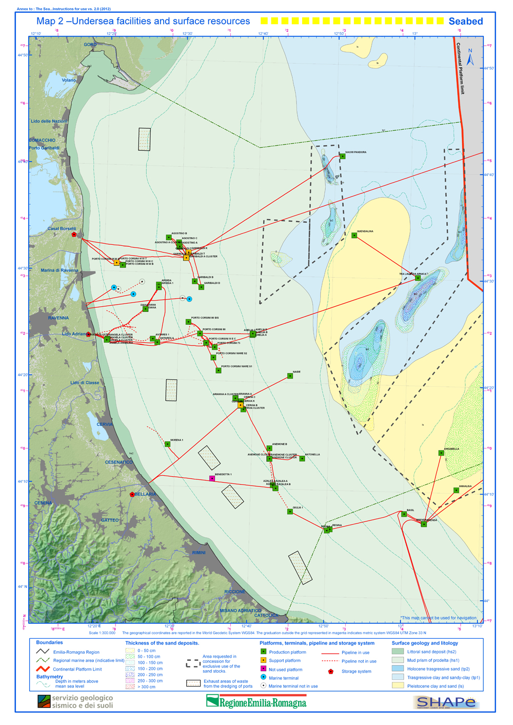 Map 2 –Undersea infrastructures and surface resources - Seabed