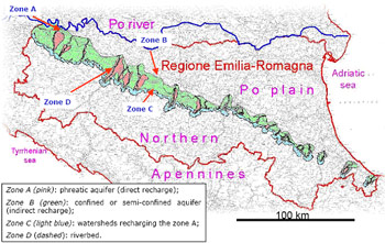 Drinking water protected areas in Emilia Romagna 