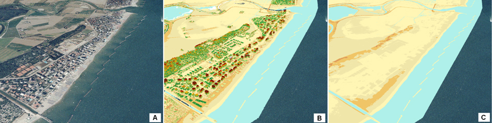 Esempio di rappresentazione 3D del tratto di costa a sud della Foce del Savio