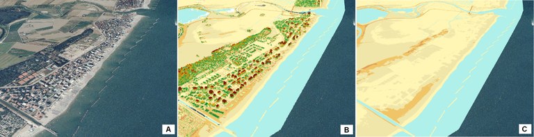 Esempio di rappresentazione 3D del tratto di costa a sud della Foce del Savio. 