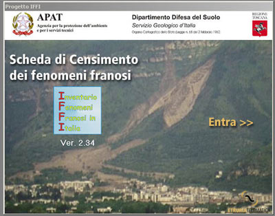 Esempio di schermata del database alfanumerico del Progetto IFFI