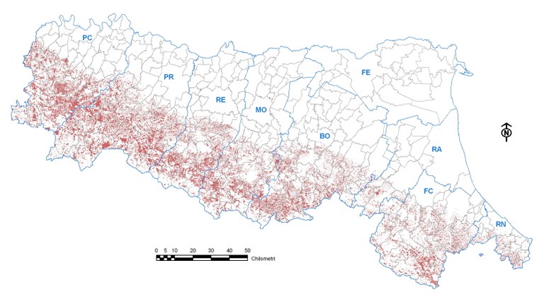 Distribuzione delle Frane in Emilia-Romagna 