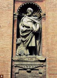 Tempio di S. Salvatore: statua di San Luca (stucco)