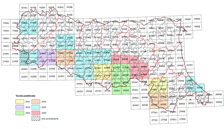 Quadro unione - Carta Geologica Regionale 1:25.000 - tavola singola