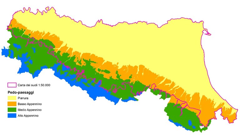 estensione della carta 1:50.000 sul territorio regionale