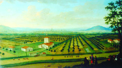 Anonimo Fiammingo (metà del XVIII sec.). Azienda agricola nella pianura bolognese.