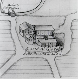 la corte di Giarola in una mappa del XVIII secolo