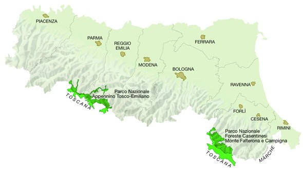 mappa Regione  Parchi nazionali