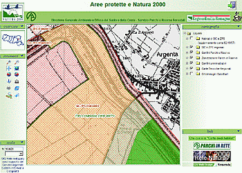 Esempio di consultazione della cartografia interattiva. Immagine tratta dal GisWeb in azione. Archivio Parchi e Risorse forestali della Regione Emilia-Romagna