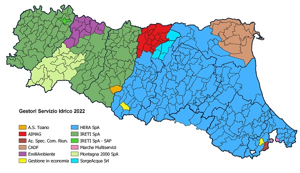 Mappa gestori servizio idrico 2022